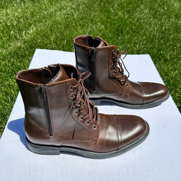 Kenneth Cole Faux Leather Men\'s Ankle Lace up Boots Brown sz 10.5 main image 2